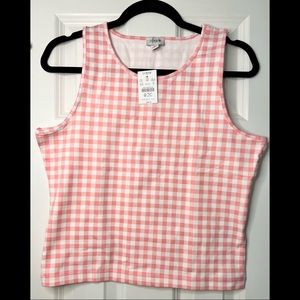 NWT J.Crew Factory Pink Gingham Longline tank top